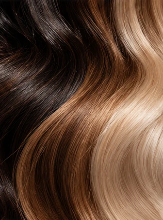 Illustrative close-up of wavy brown and golden hair.